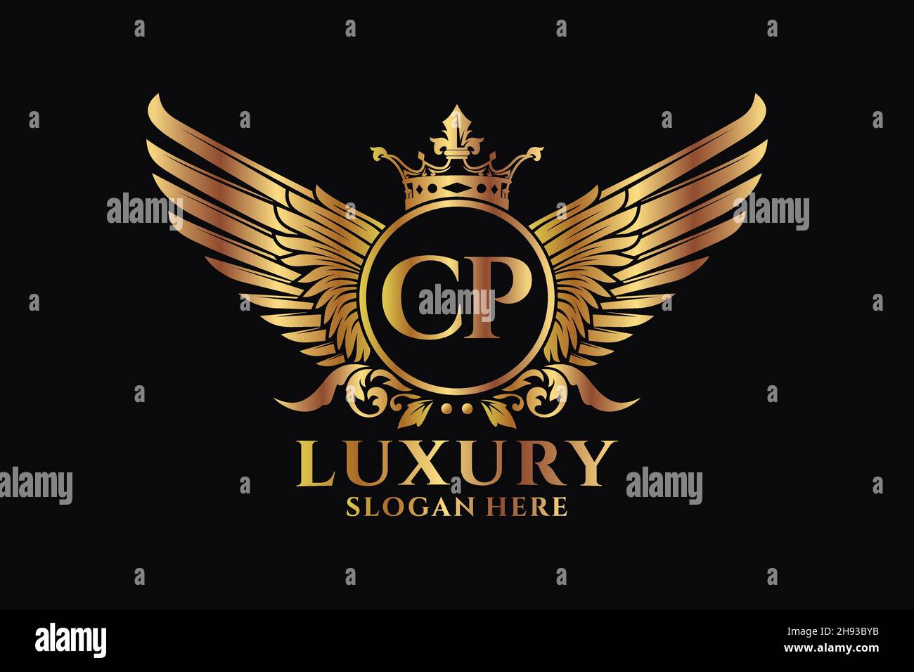 Luxury royal wing Letter CP crest Gold color Logo vector, Victory logo ...