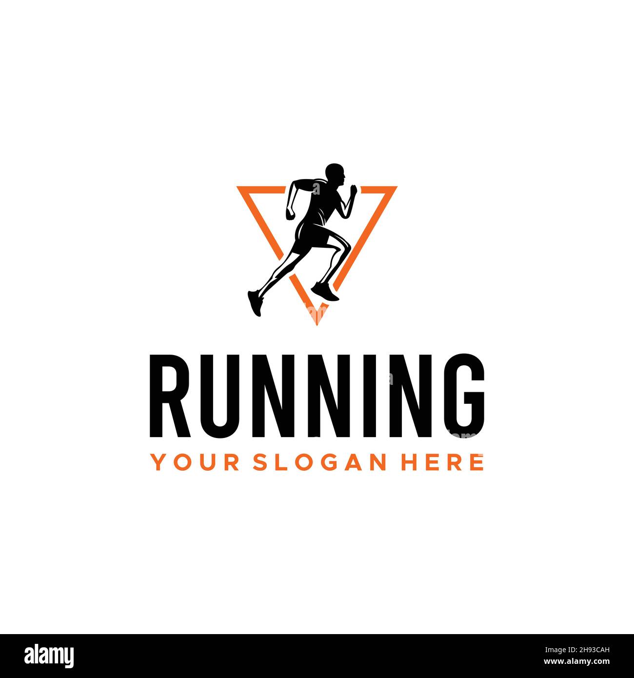 minimalist RUNNING people triangle logo design Stock Vector