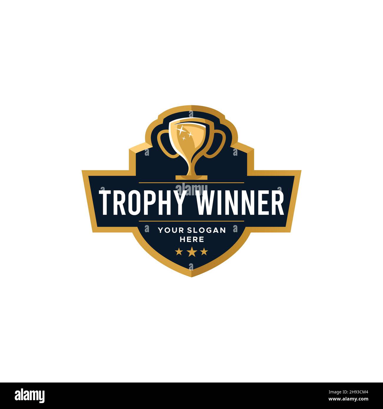 emblem TRY WINNEROPH chalice shiny logo design Stock Vector