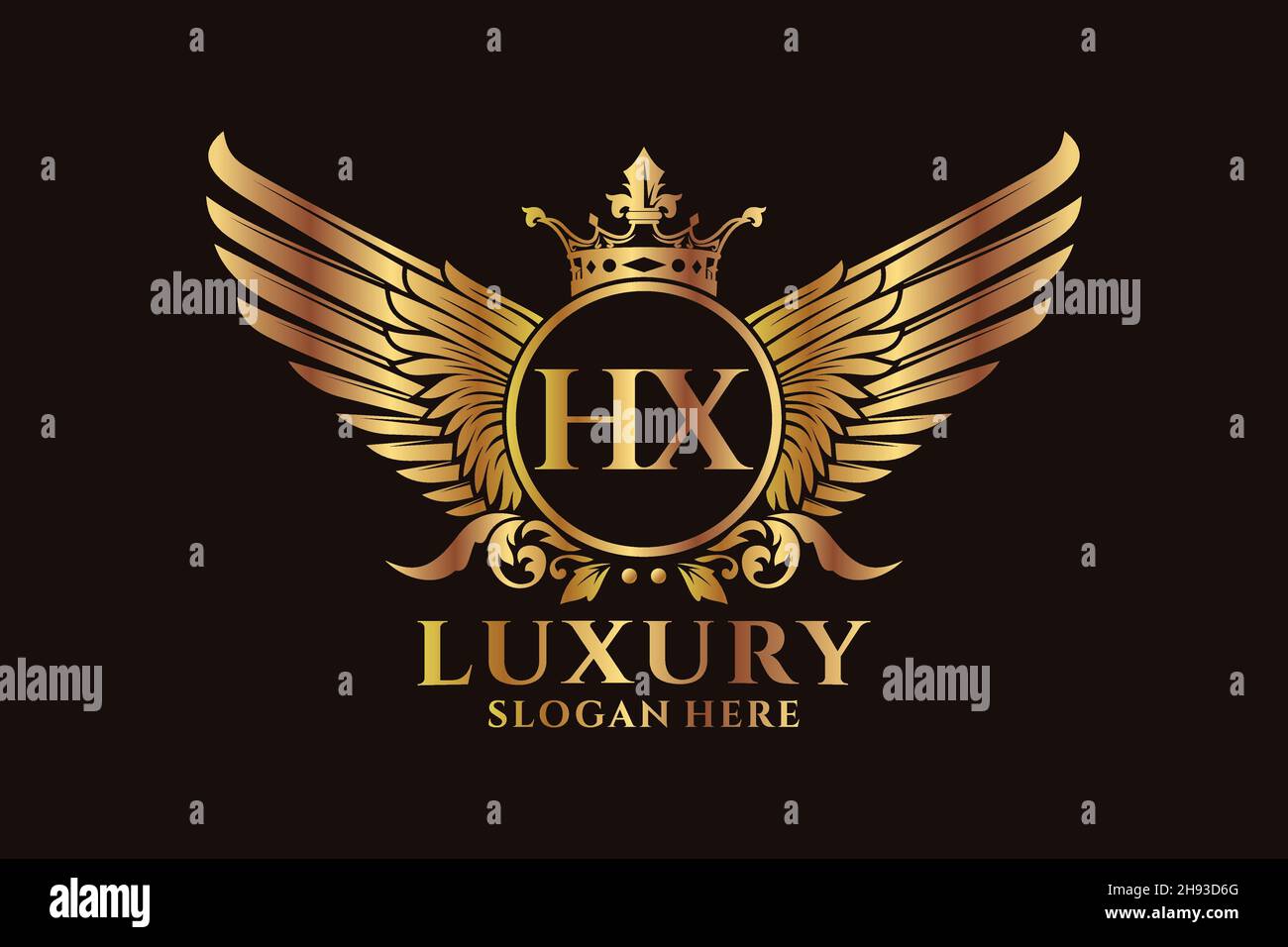 Luxury royal wing Letter HX crest Gold color Logo vector, Victory logo ...