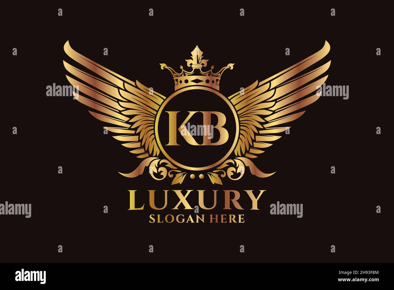 Luxury royal wing Letter KB crest Gold color Logo vector, Victory logo ...