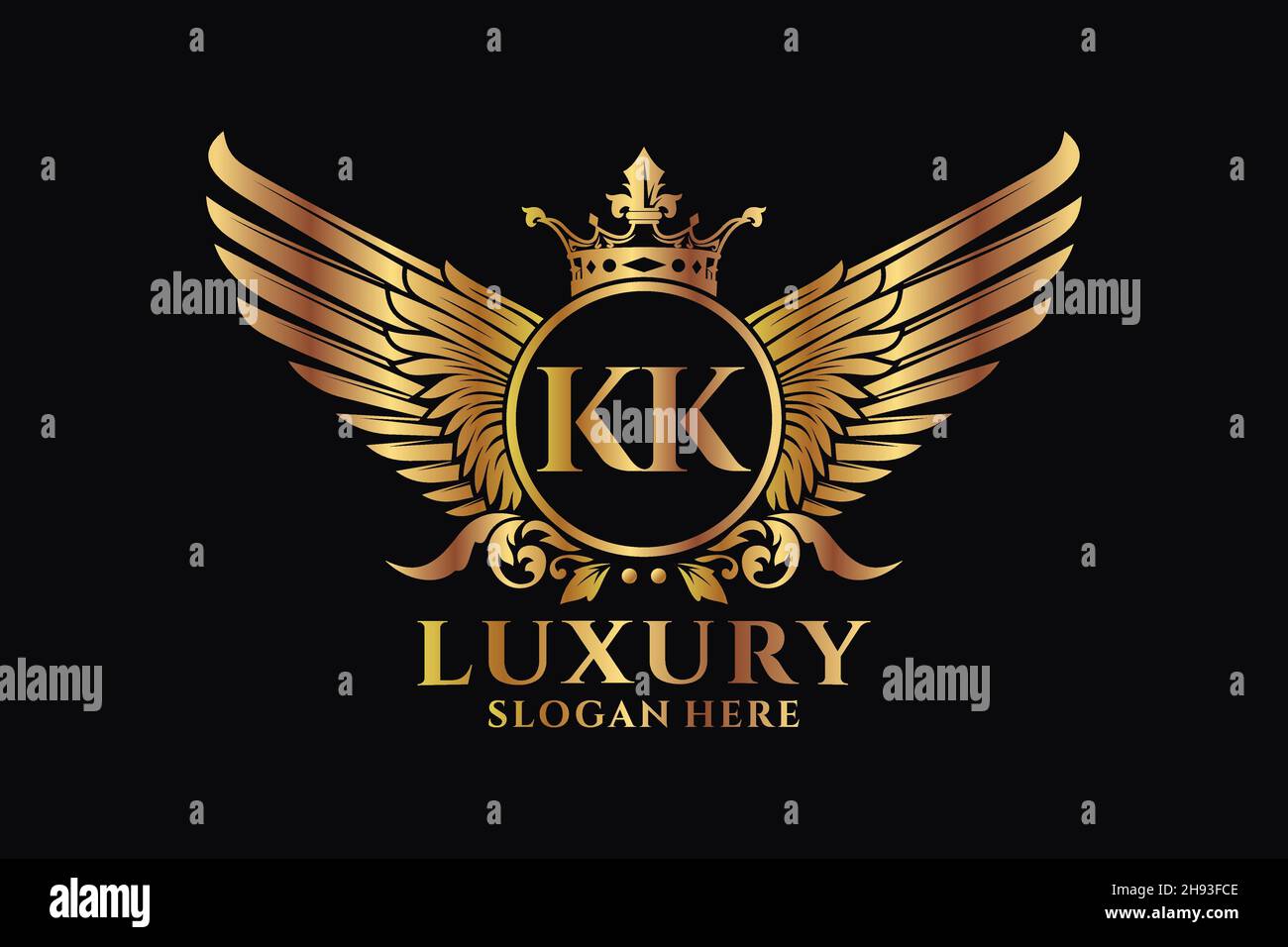Luxury royal wing Letter KK crest Gold color Logo vector, Victory logo ...