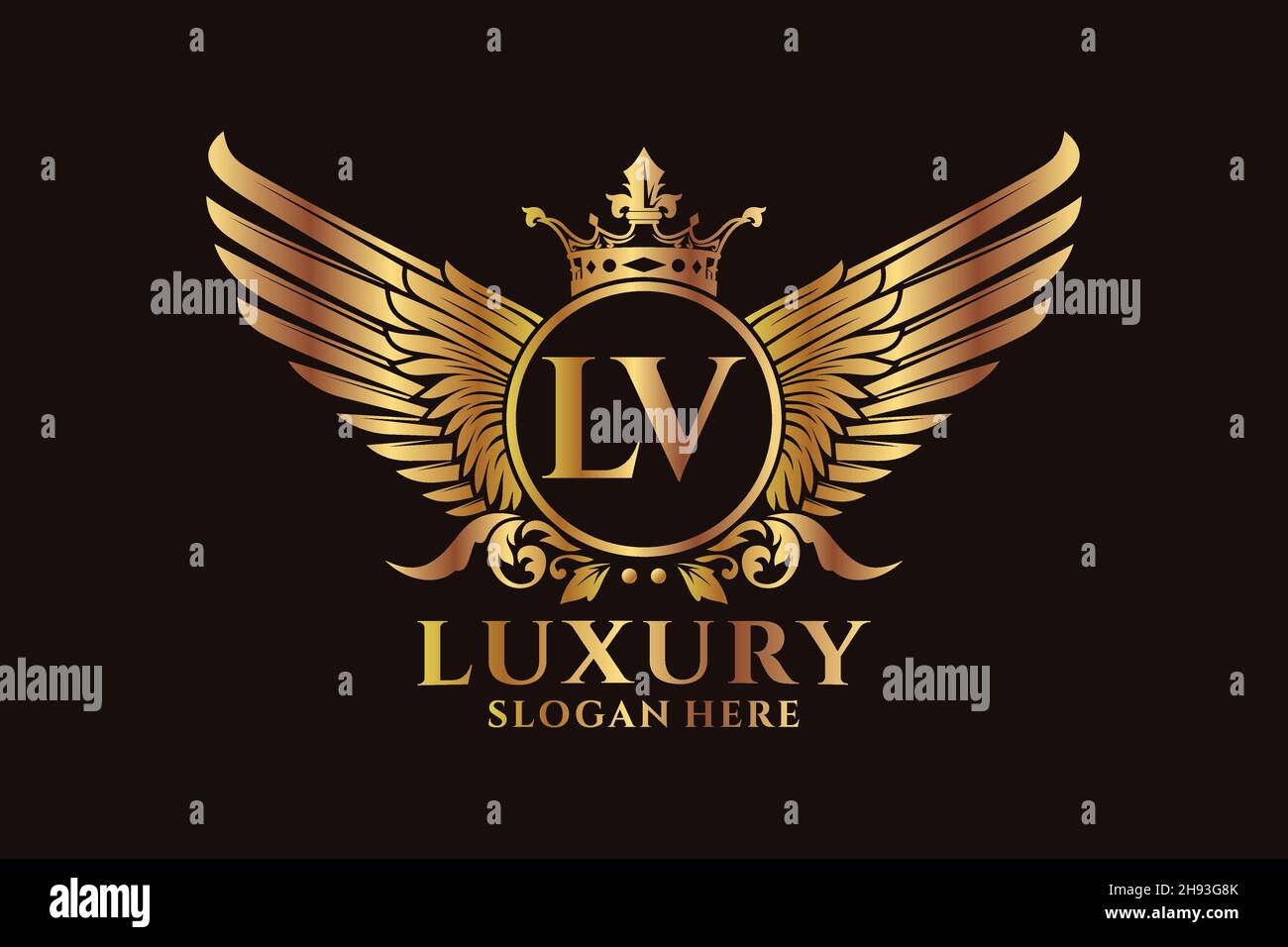 Luxury royal wing letter vl crest gold color logo Vector Image