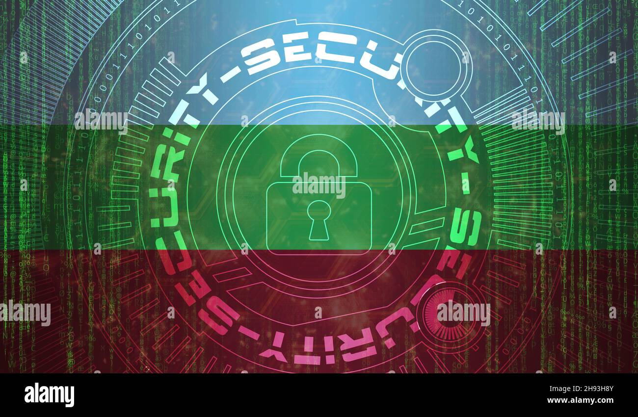 National cyber Security of Bulgaria on digital background Data