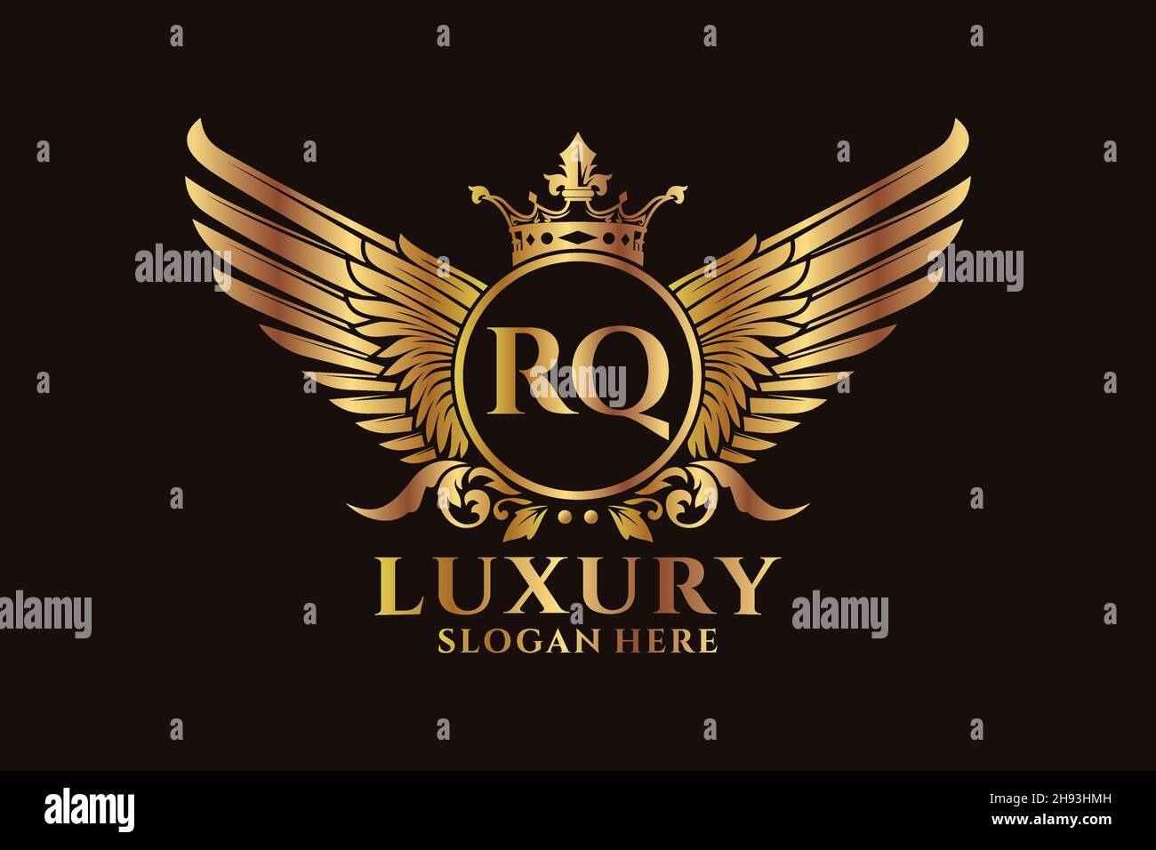Luxury royal wing Letter RQ crest Gold color Logo vector, Victory logo ...