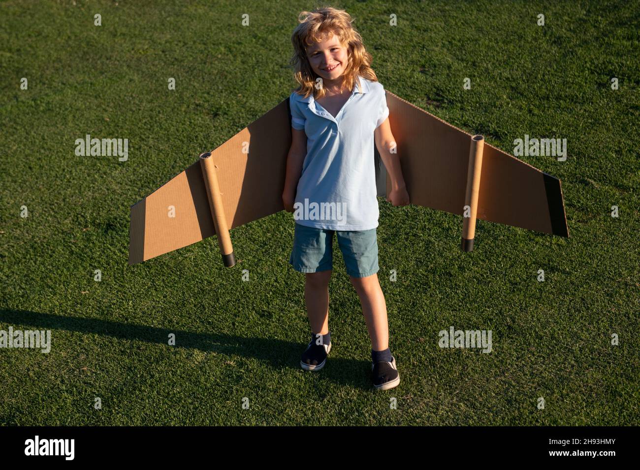 Child dreams of a rocket pilot. Imagination and motivation