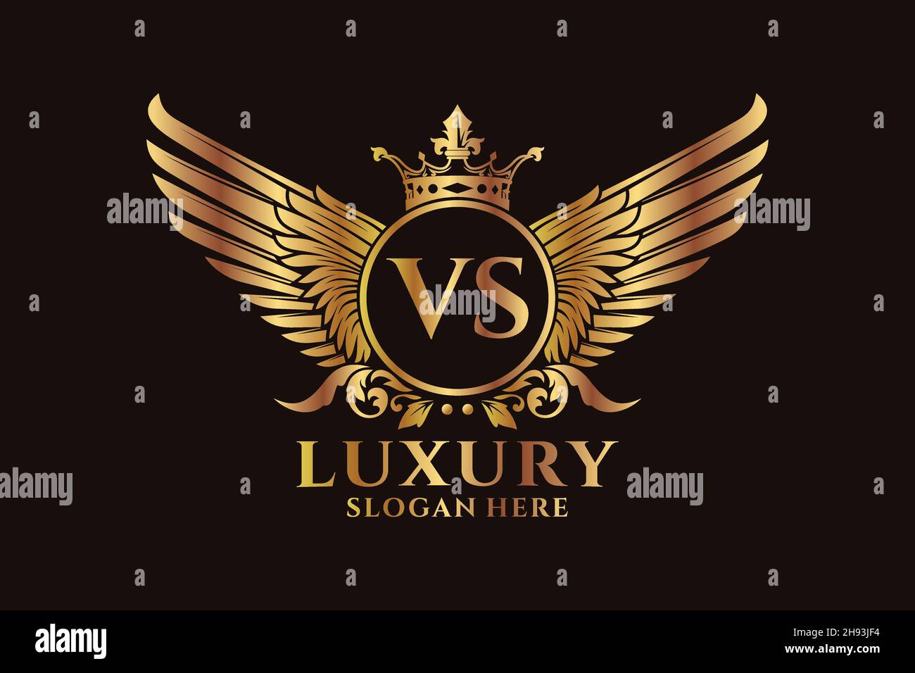 Luxury royal wing Letter VS crest Gold color Logo vector, Victory logo ...