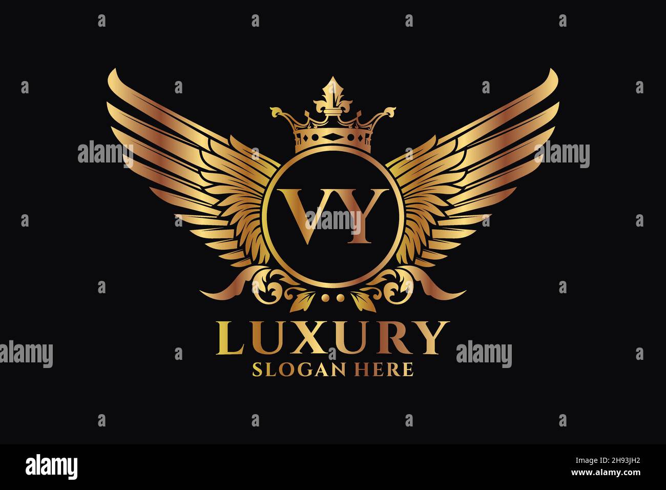 Luxury royal wing Letter VY crest Gold color Logo vector, Victory logo ...