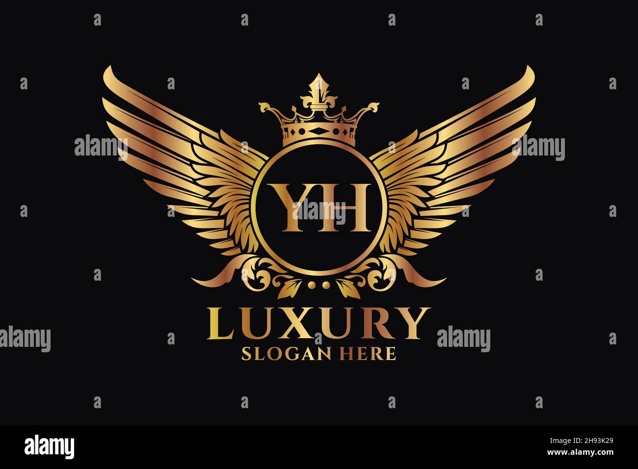 Luxury royal wing Letter YH crest Gold color Logo vector, Victory logo ...