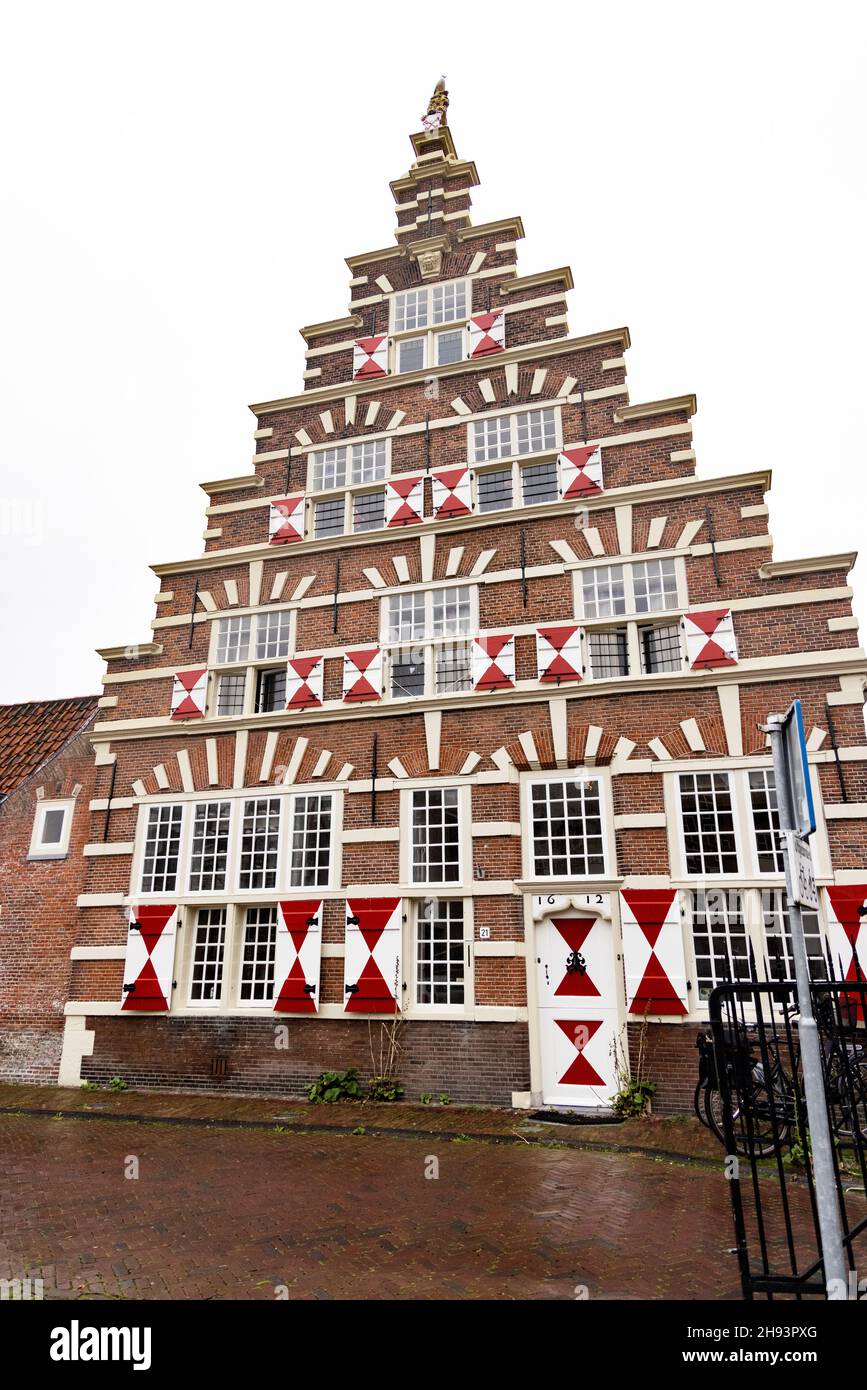 A historic building from 1612 on the Kort Galgewater in Leiden, Netherlands. Stock Photo