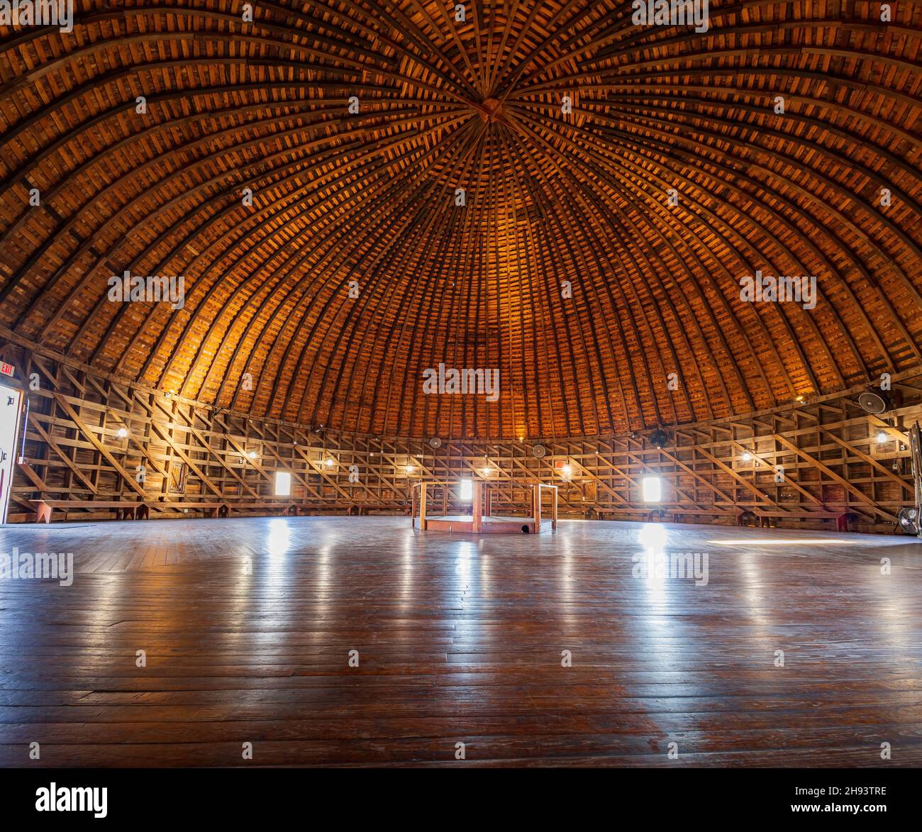 Interior view of the Arcadia Round Barn at Oklahoma Stock Photo