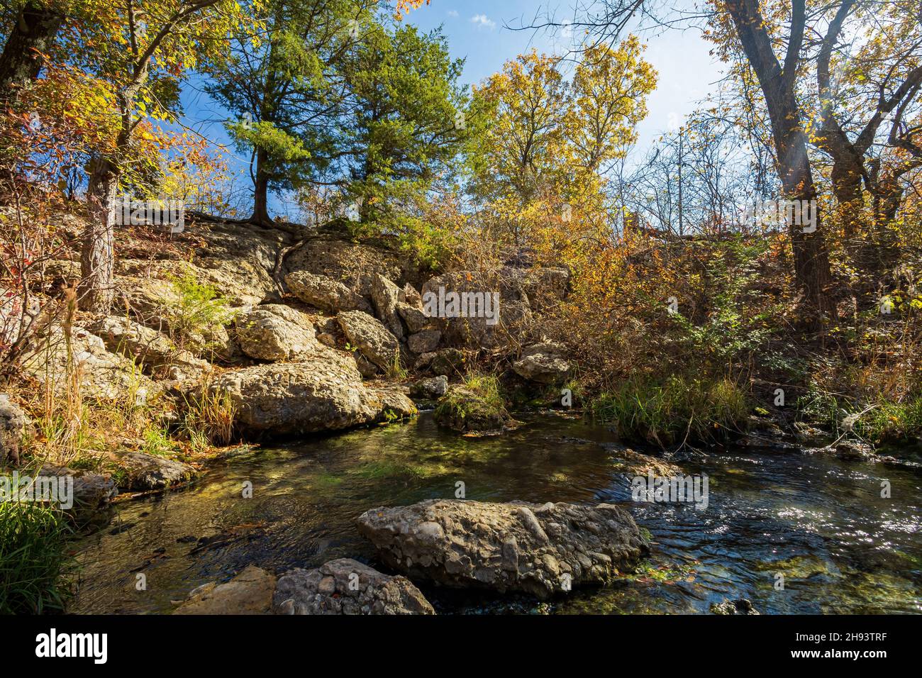 Fall color of the nature and Antelope Springs at Oklahoma Stock Photo
