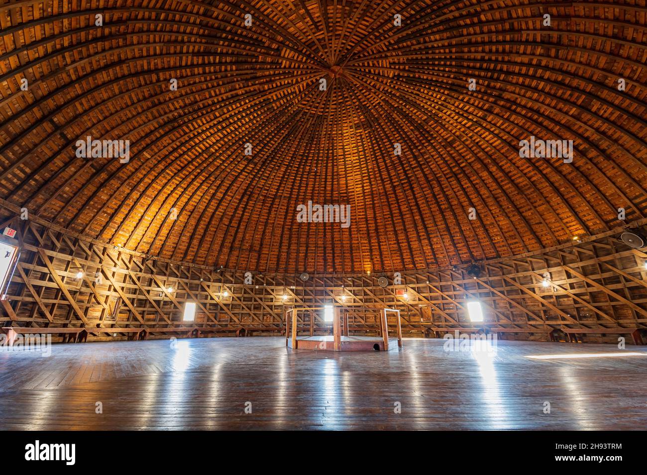 Interior view of the Arcadia Round Barn at Oklahoma Stock Photo