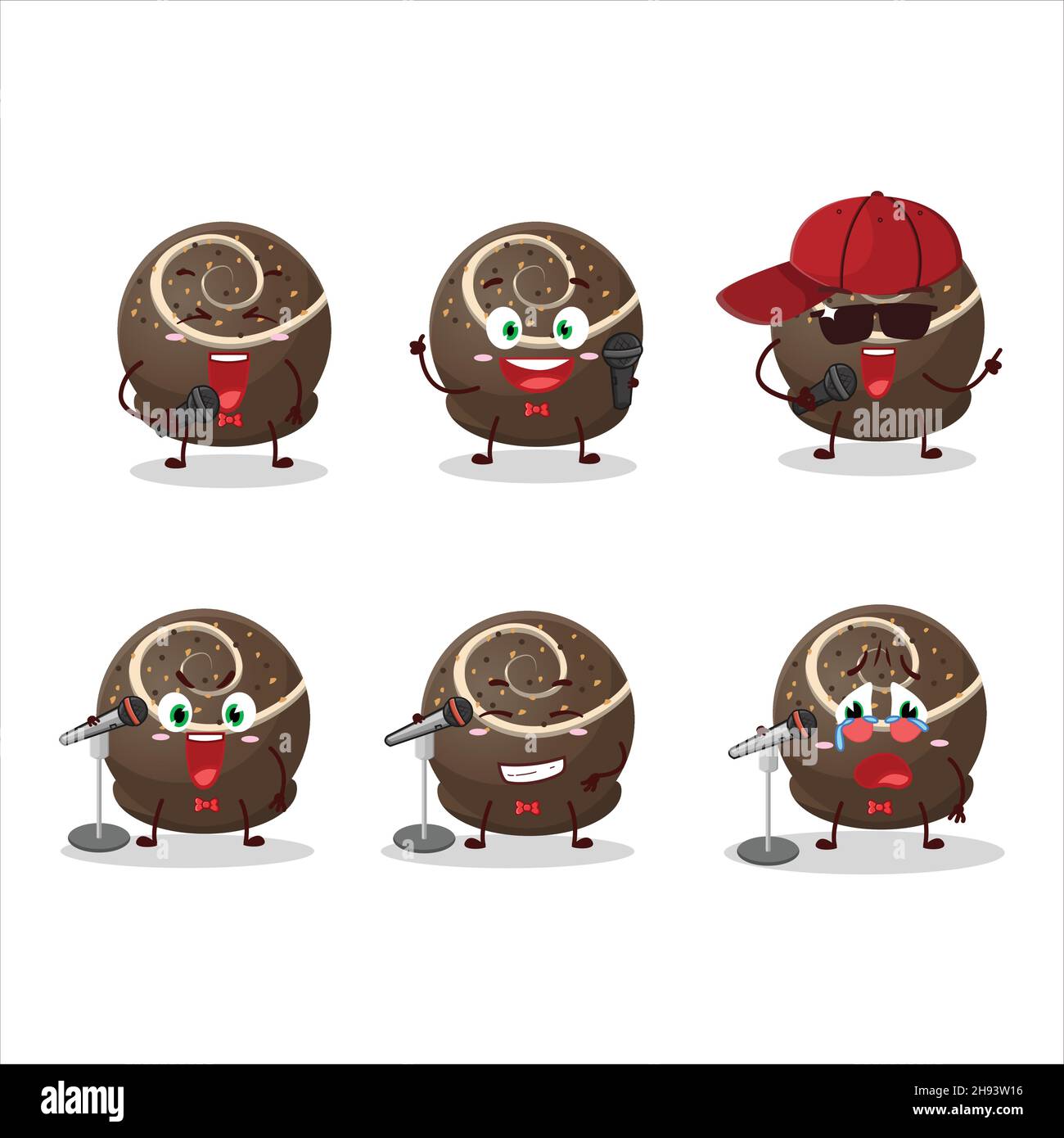 A Cute Cartoon design concept of truffle chocolate candy singing a