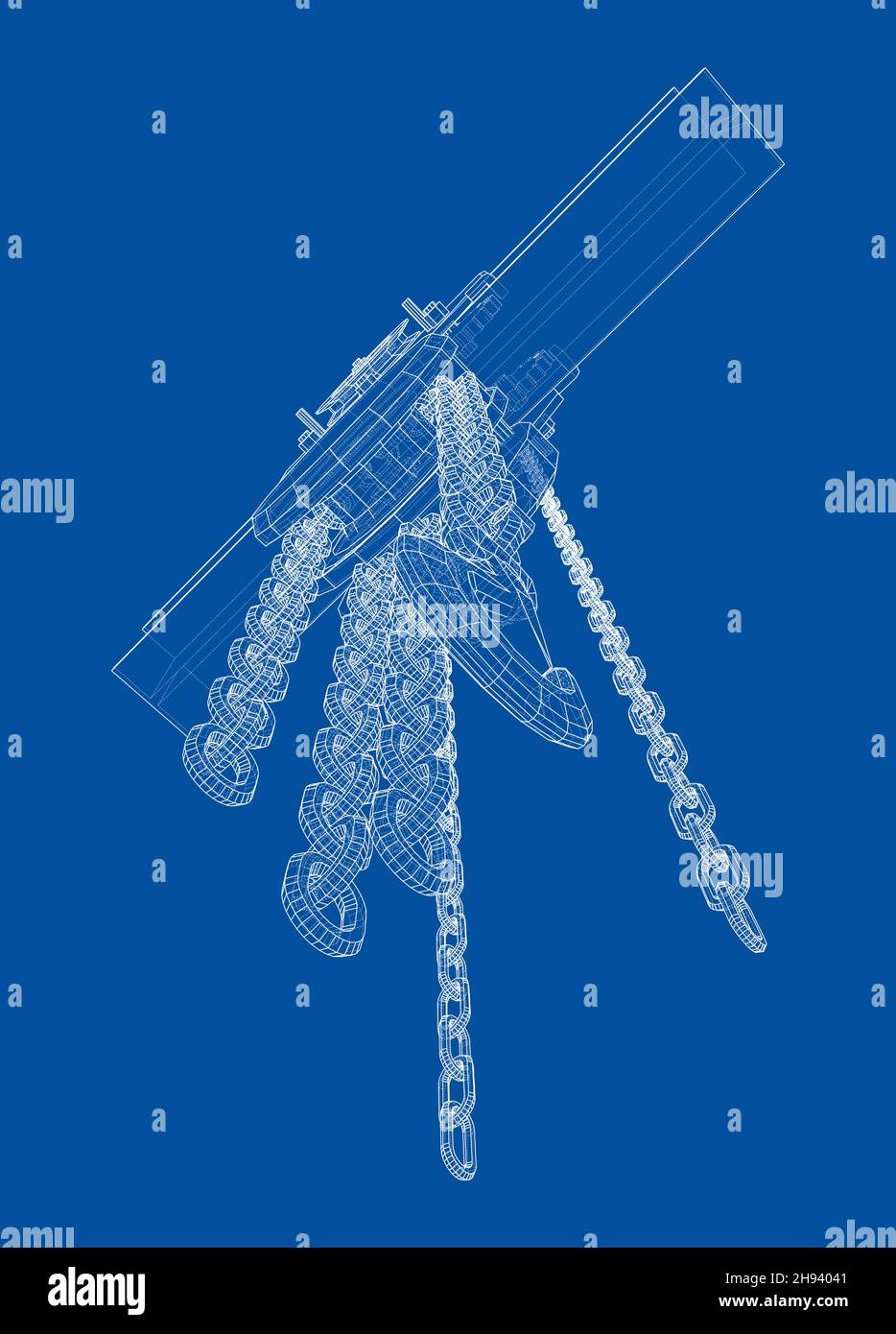 A Hoist on the beam. 3d illustration Stock Photo