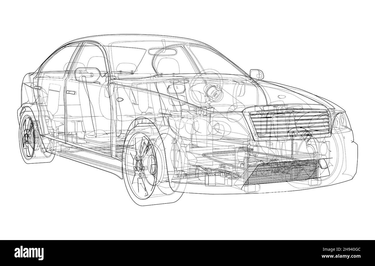 Electric Car With Chassis. 3d illustration Stock Photo Alamy