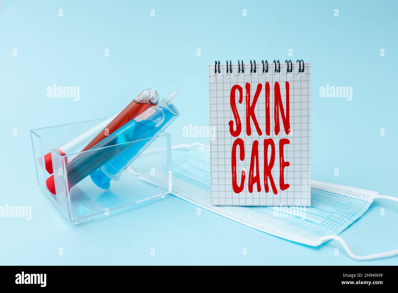 Handwriting text Skin Care, Business idea things that you do or use to keep your skin healthy and attractive Writing Important Medical Notes Laborator Stock Photo