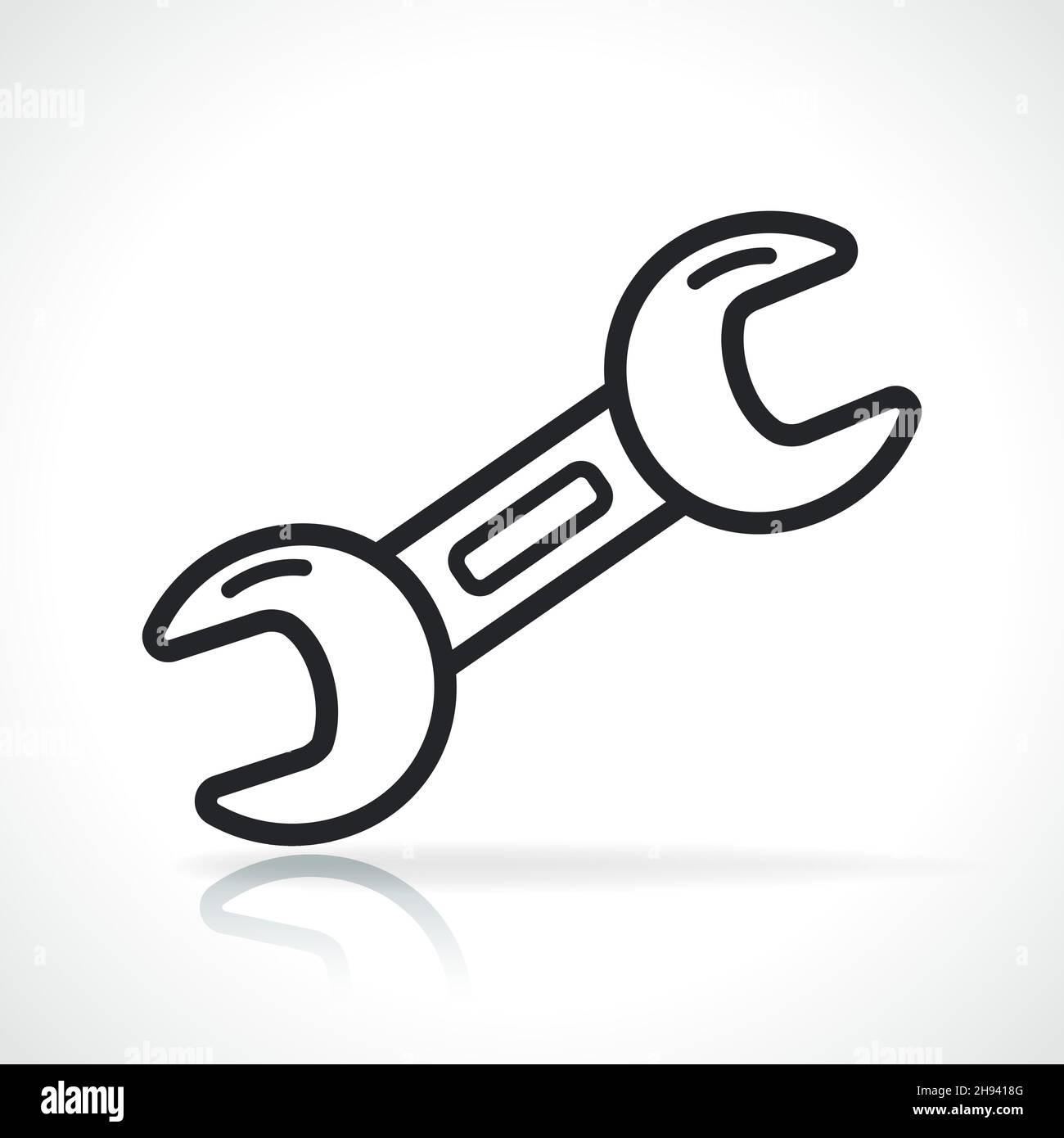 wrench thin line icon black and white Stock Vector