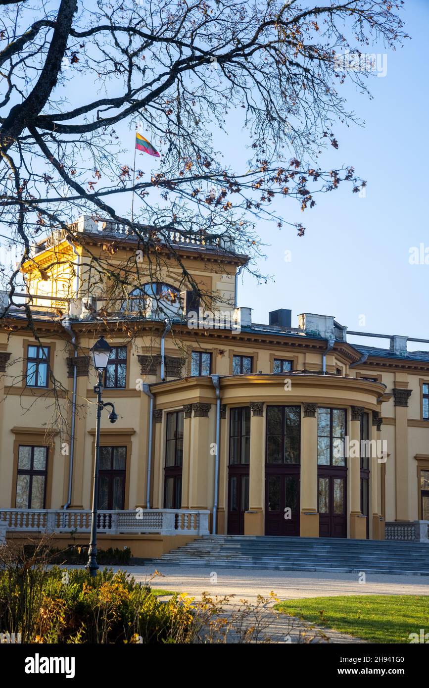 Traku Voke Manor is a former residential manor in Traku Voke. Historicist architecture with elements of neo-Gothic, classicism, eclectic style Stock Photo