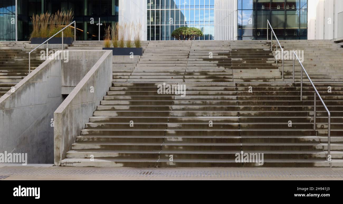 Concrete  new staircases  in a modern  business  city Stock Photo