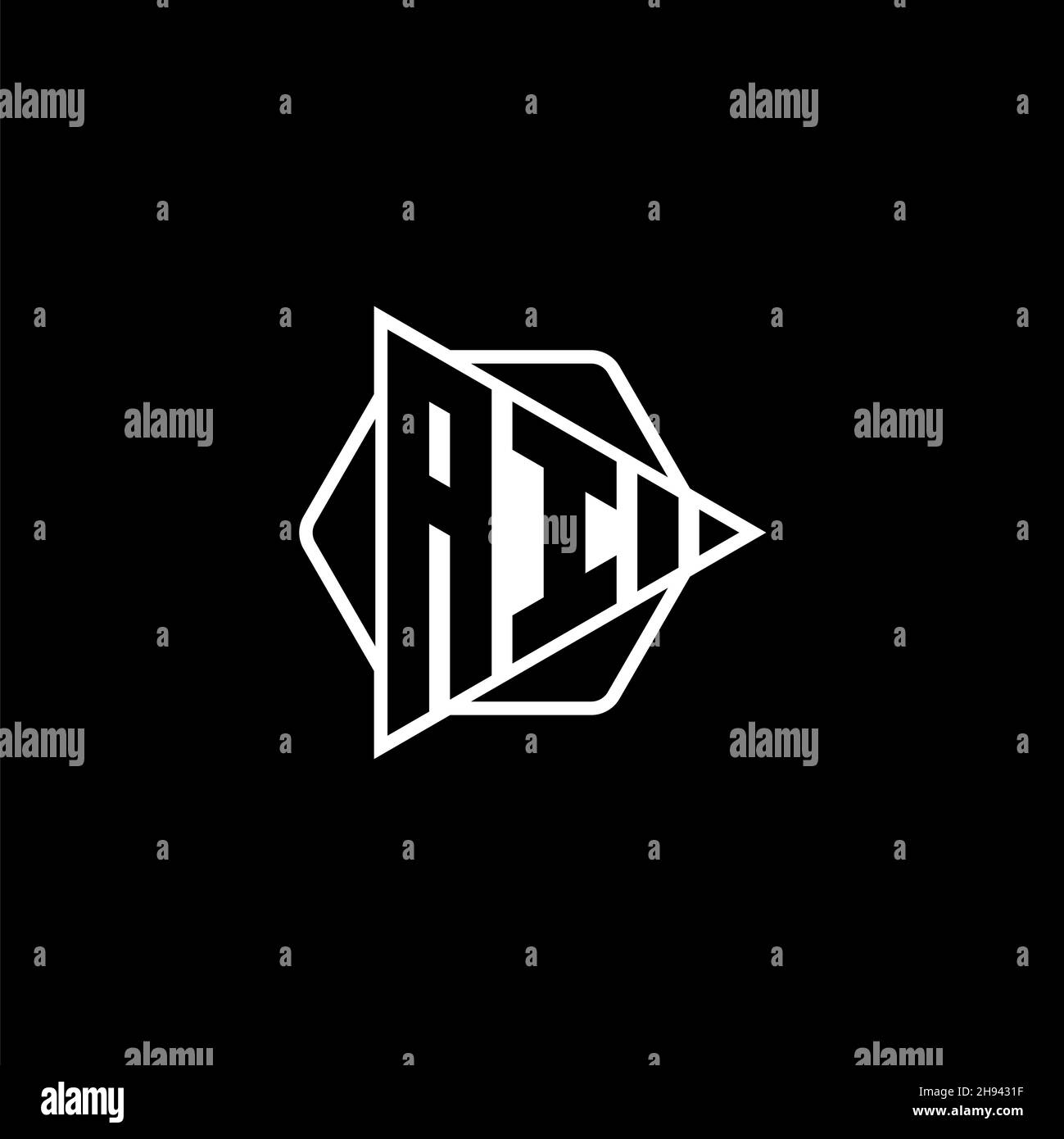 AI Monogram logo letter with triangle play button shape hexagonal rounded. Triangle circle monogram logo, triangle shield logo letter. Stock Vector