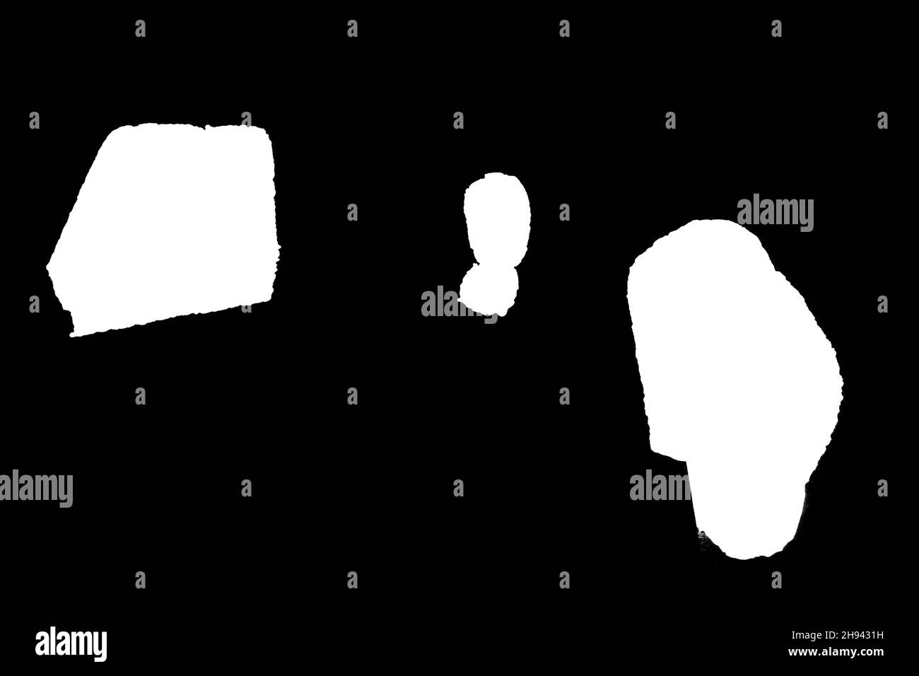 Abstract white spots on a dark black background. Sample and blank for