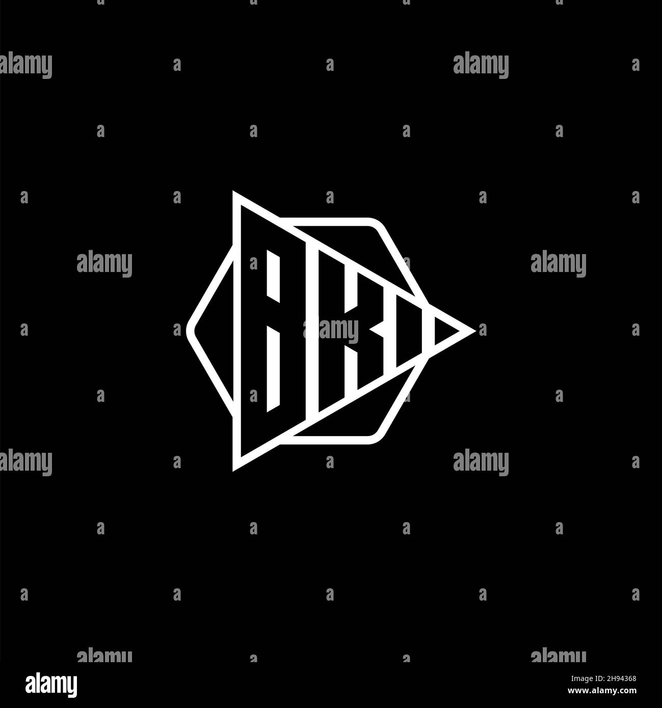 BK Monogram logo letter with triangle play button shape hexagonal rounded. Triangle circle monogram logo, triangle shield logo letter. Stock Vector