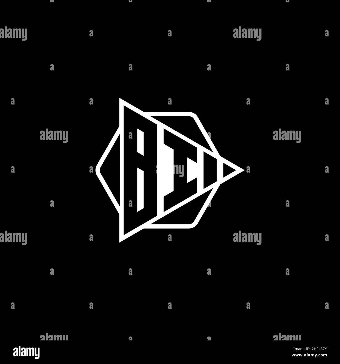 BI Monogram logo letter with triangle play button shape hexagonal rounded. Triangle circle monogram logo, triangle shield logo letter. Stock Vector