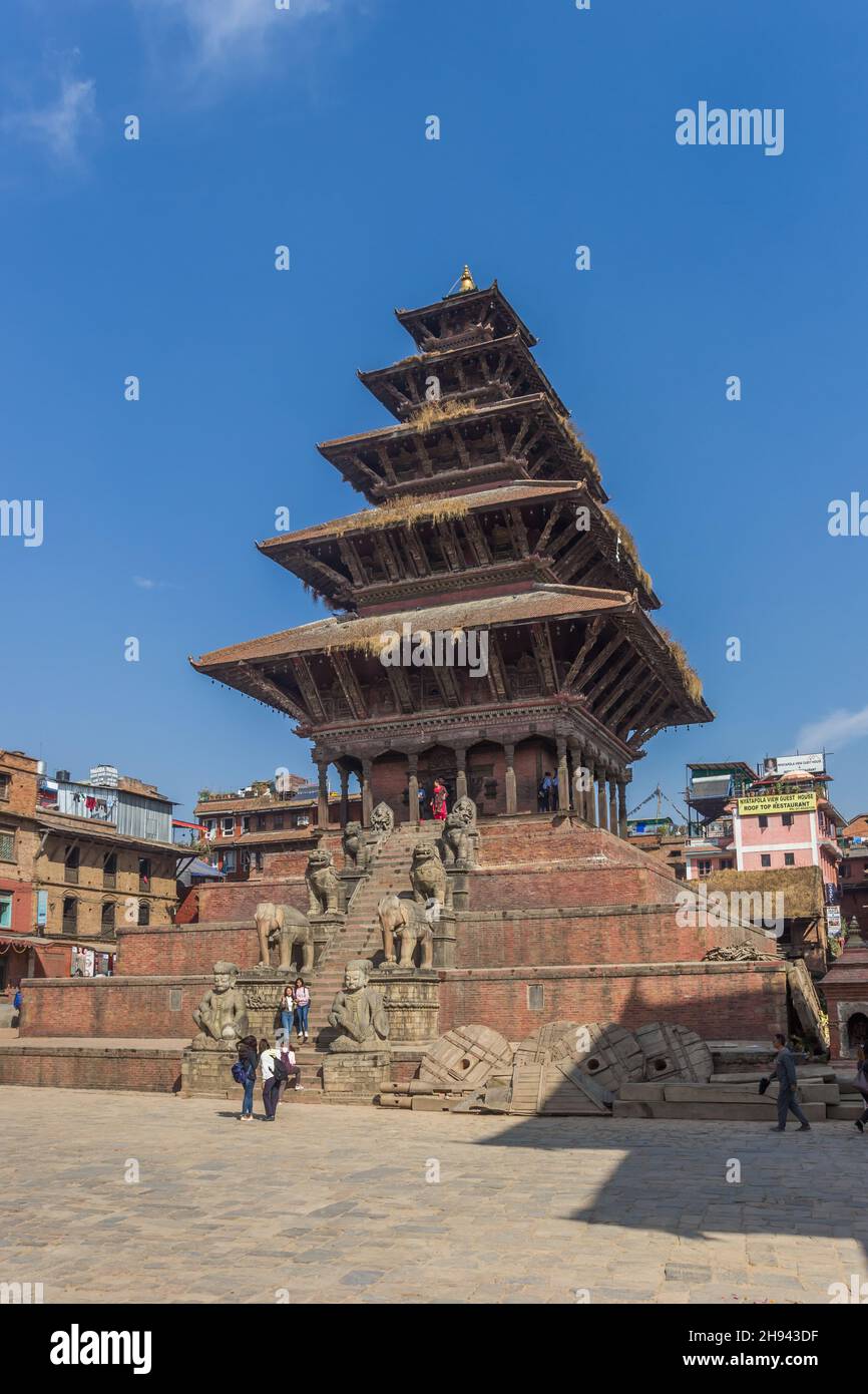 Nyatapola temple at the Durbar Square of Bhaktapur, Nepal Stock Photo
