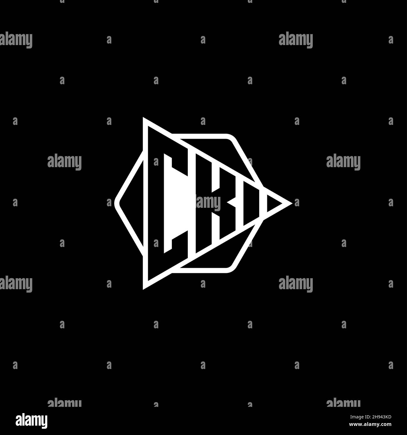 CK Monogram logo letter with triangle play button shape hexagonal rounded. Triangle circle monogram logo, triangle shield logo letter. Stock Vector