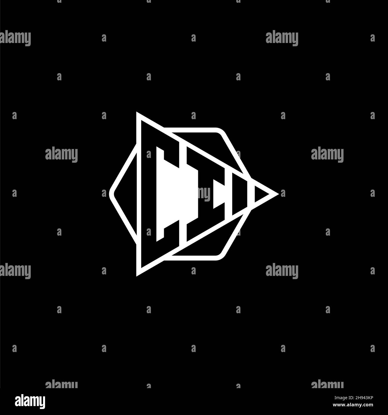 CI Monogram logo letter with triangle play button shape hexagonal rounded. Triangle circle monogram logo, triangle shield logo letter. Stock Vector