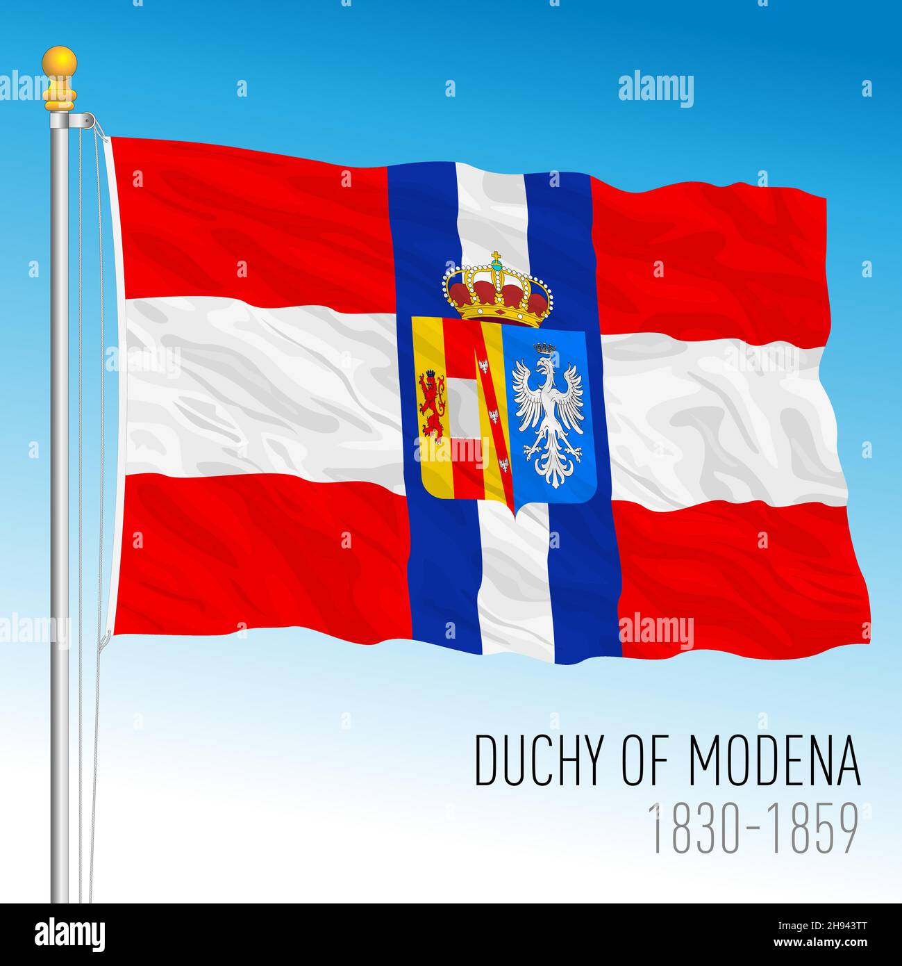 Duchy of Modena historical flag, 1830 - 1859, Italy, vector illustration Stock Vector