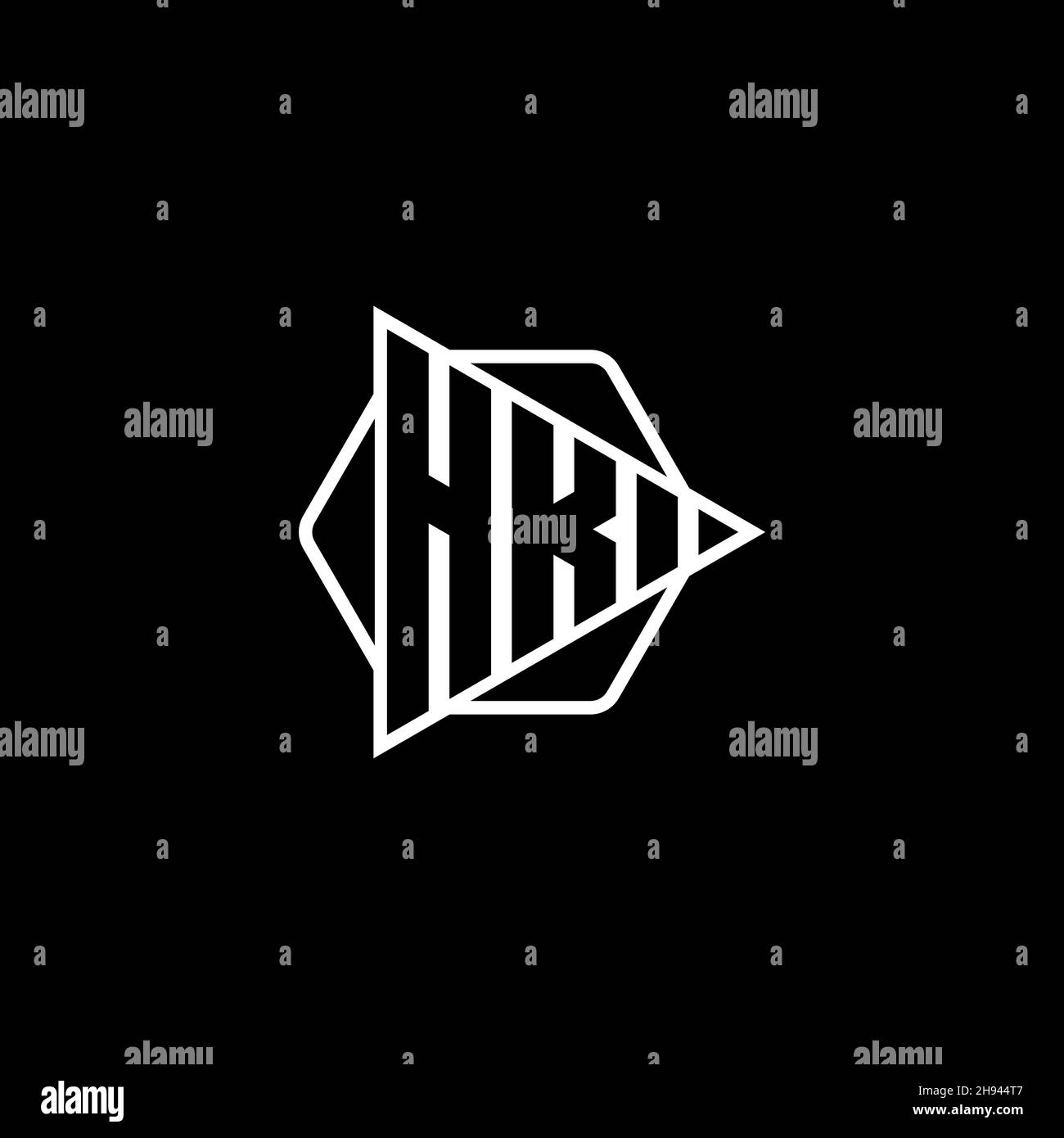 HK Monogram logo letter with triangle play button shape hexagonal rounded. Triangle circle monogram logo, triangle shield logo letter. Stock Vector