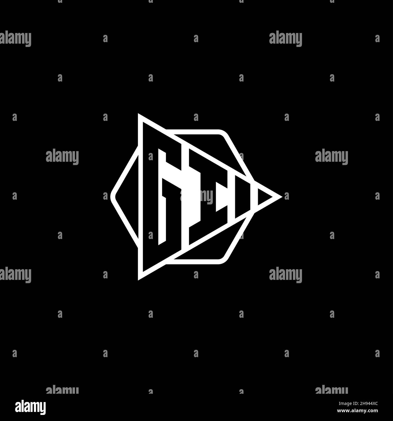 GI Monogram logo letter with triangle play button shape hexagonal rounded. Triangle circle monogram logo, triangle shield logo letter. Stock Vector