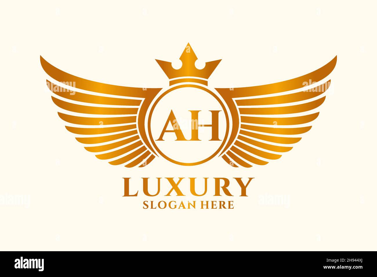 Luxury royal wing Letter AH crest Gold color Logo vector, Victory logo ...