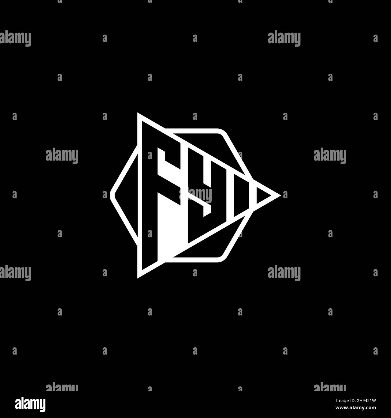 FY Monogram logo letter with triangle play button shape hexagonal rounded. Triangle circle monogram logo, triangle shield logo letter. Stock Vector