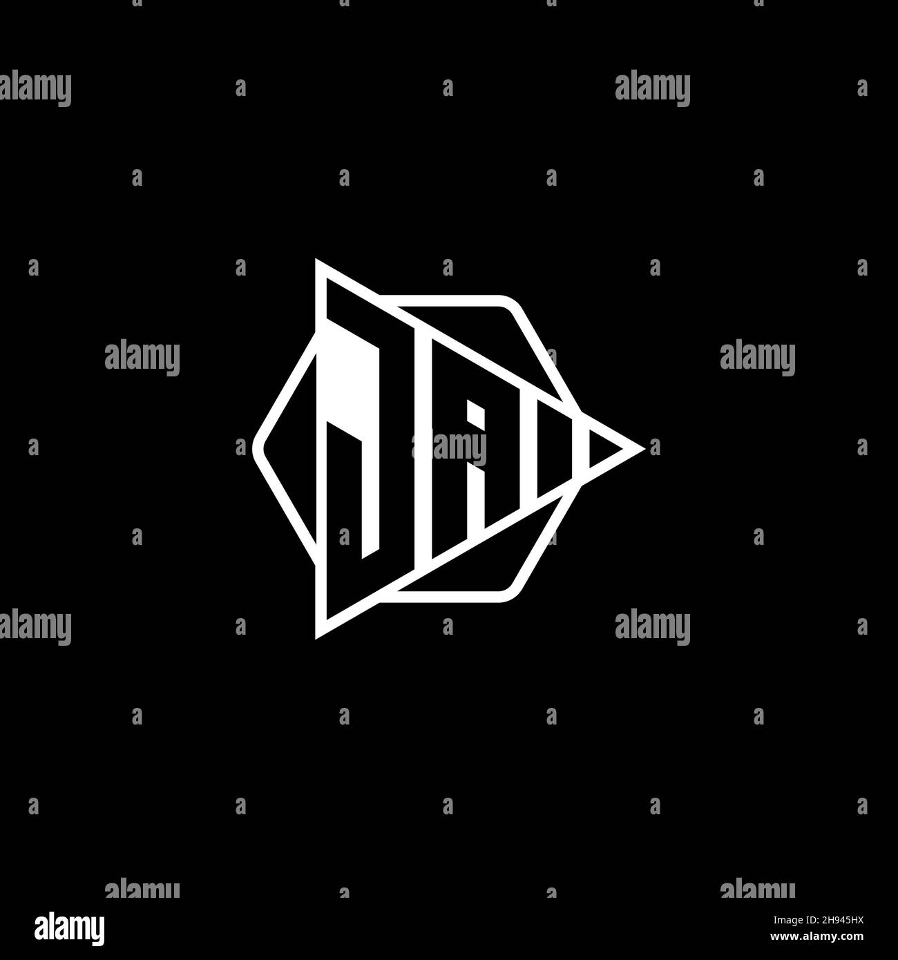 JA Monogram logo letter with triangle play button shape hexagonal rounded. Triangle circle monogram logo, triangle shield logo letter. Stock Vector