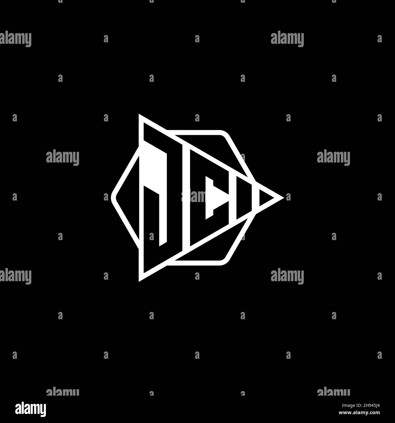 JC Monogram logo letter with triangle play button shape hexagonal rounded. Triangle circle monogram logo, triangle shield logo letter. Stock Vector