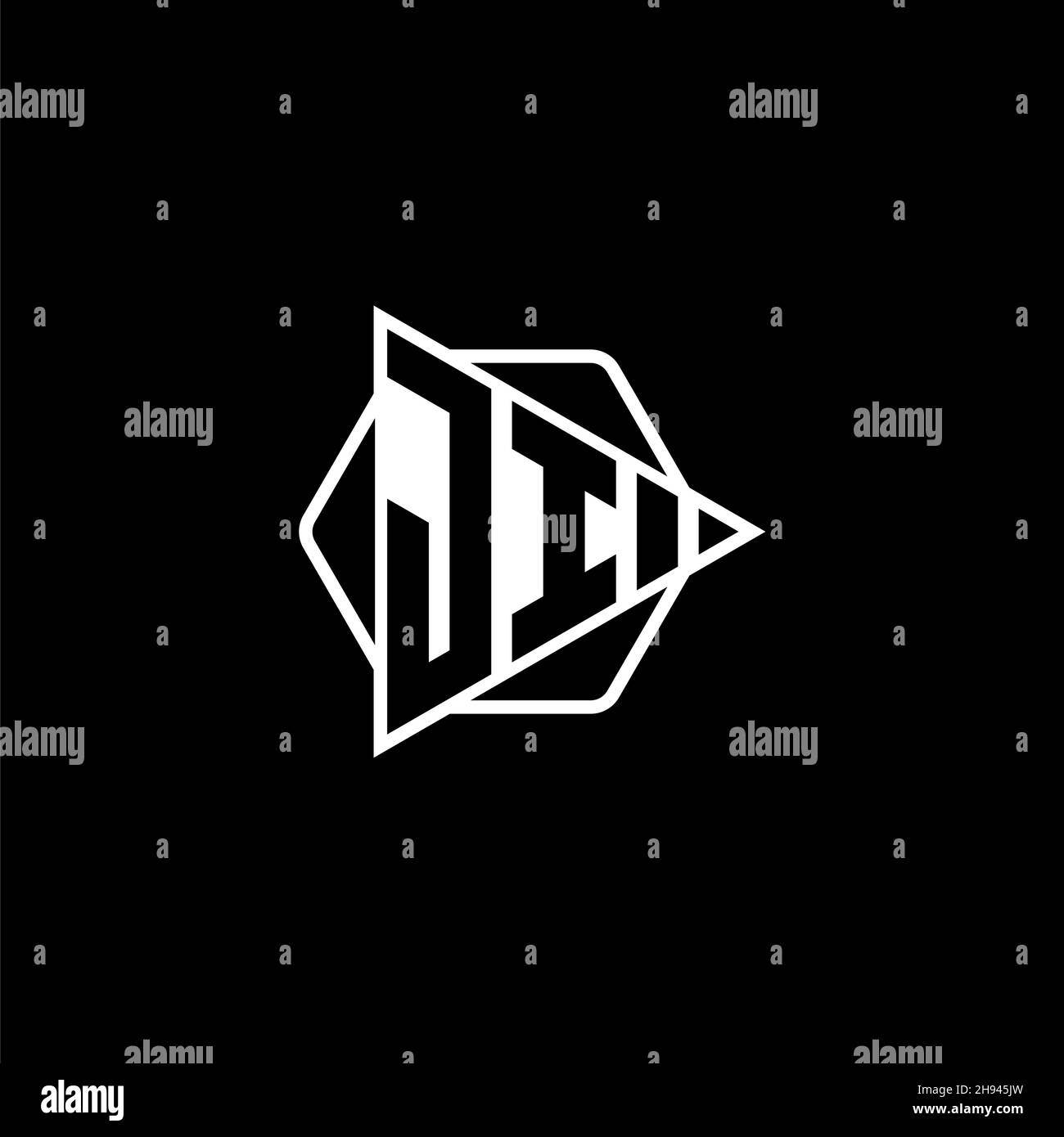 JI Monogram logo letter with triangle play button shape hexagonal rounded. Triangle circle monogram logo, triangle shield logo letter. Stock Vector