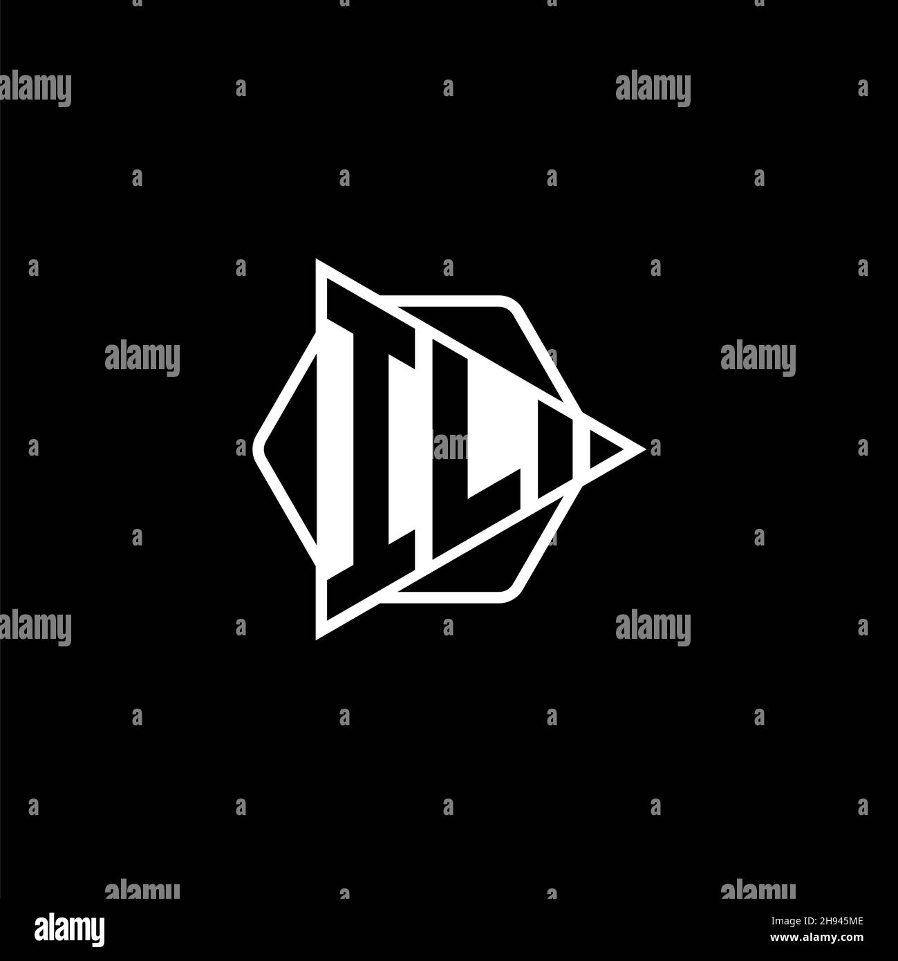 IL Monogram logo letter with triangle play button shape hexagonal