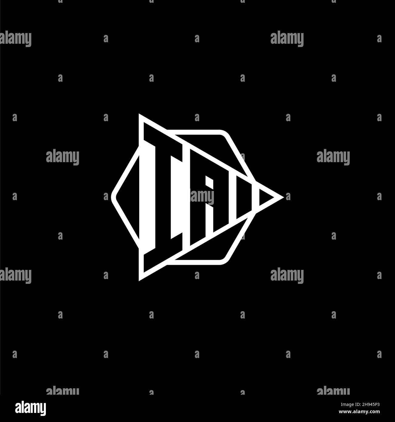 IA Monogram logo letter with triangle play button shape hexagonal rounded. Triangle circle monogram logo, triangle shield logo letter. Stock Vector
