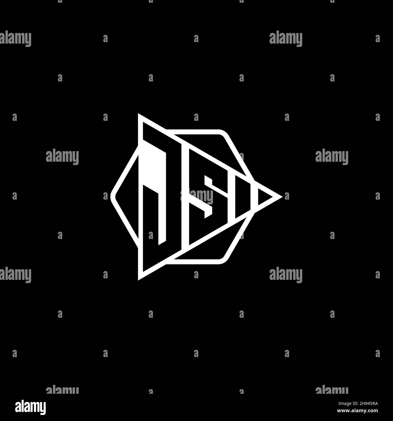 JS Monogram logo letter with triangle play button shape hexagonal rounded. Triangle circle monogram logo, triangle shield logo letter. Stock Vector