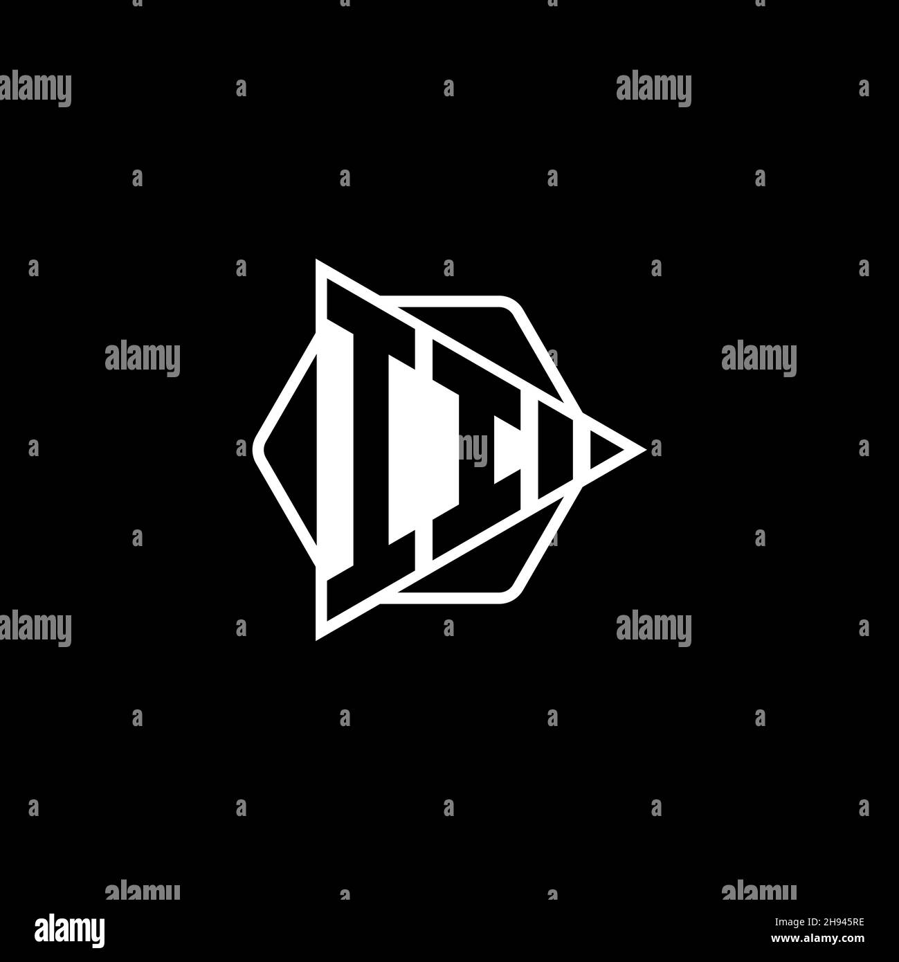 II Monogram logo letter with triangle play button shape hexagonal rounded. Triangle circle monogram logo, triangle shield logo letter. Stock Vector