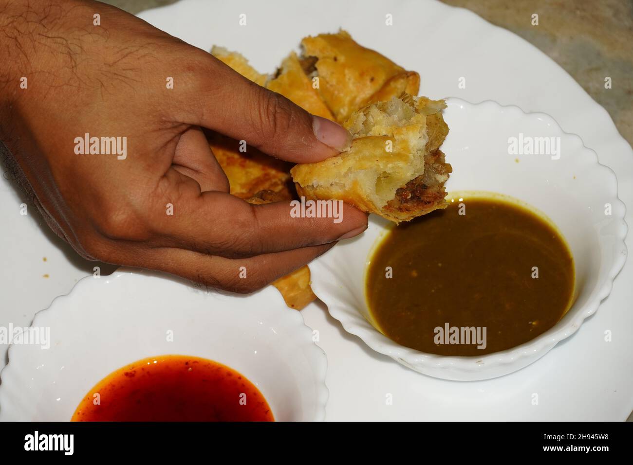 A Beautiful Picture of Spicy Samosa Stock Photo