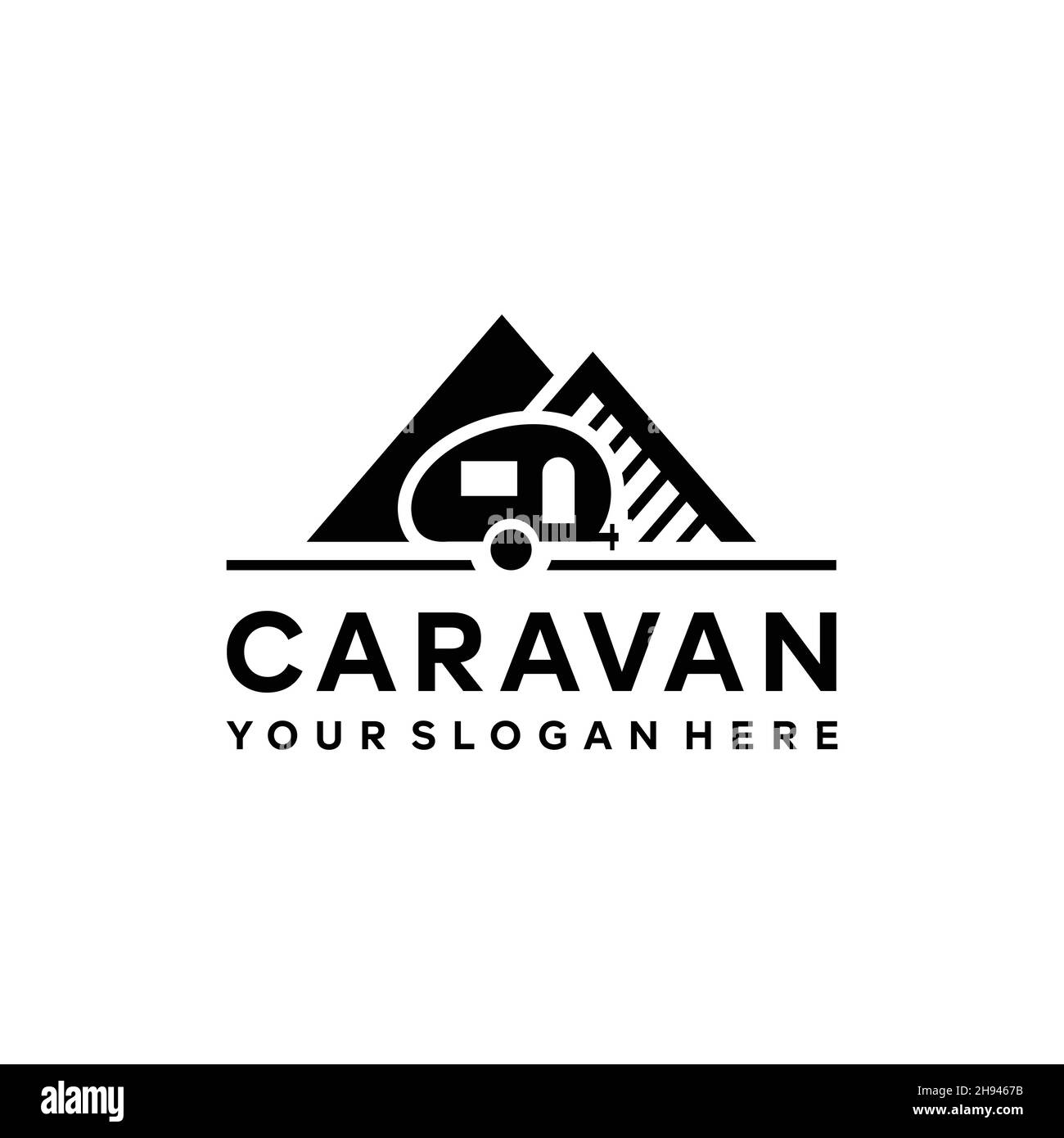 flat CARAVAN silhouette car building logo design Stock Vector