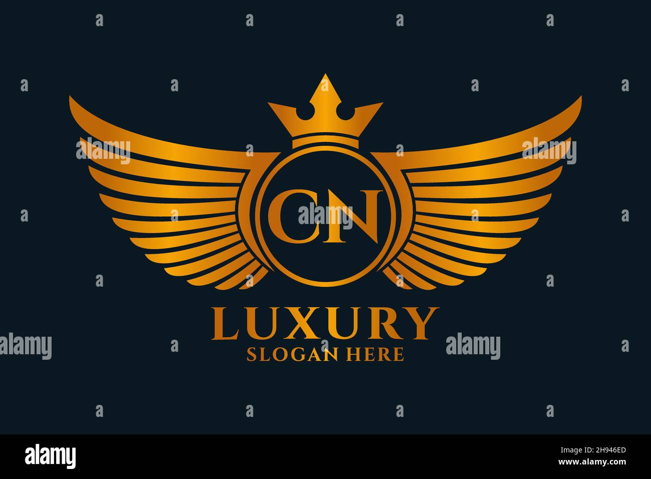 Luxury royal wing Letter CN crest Gold color Logo vector, Victory logo