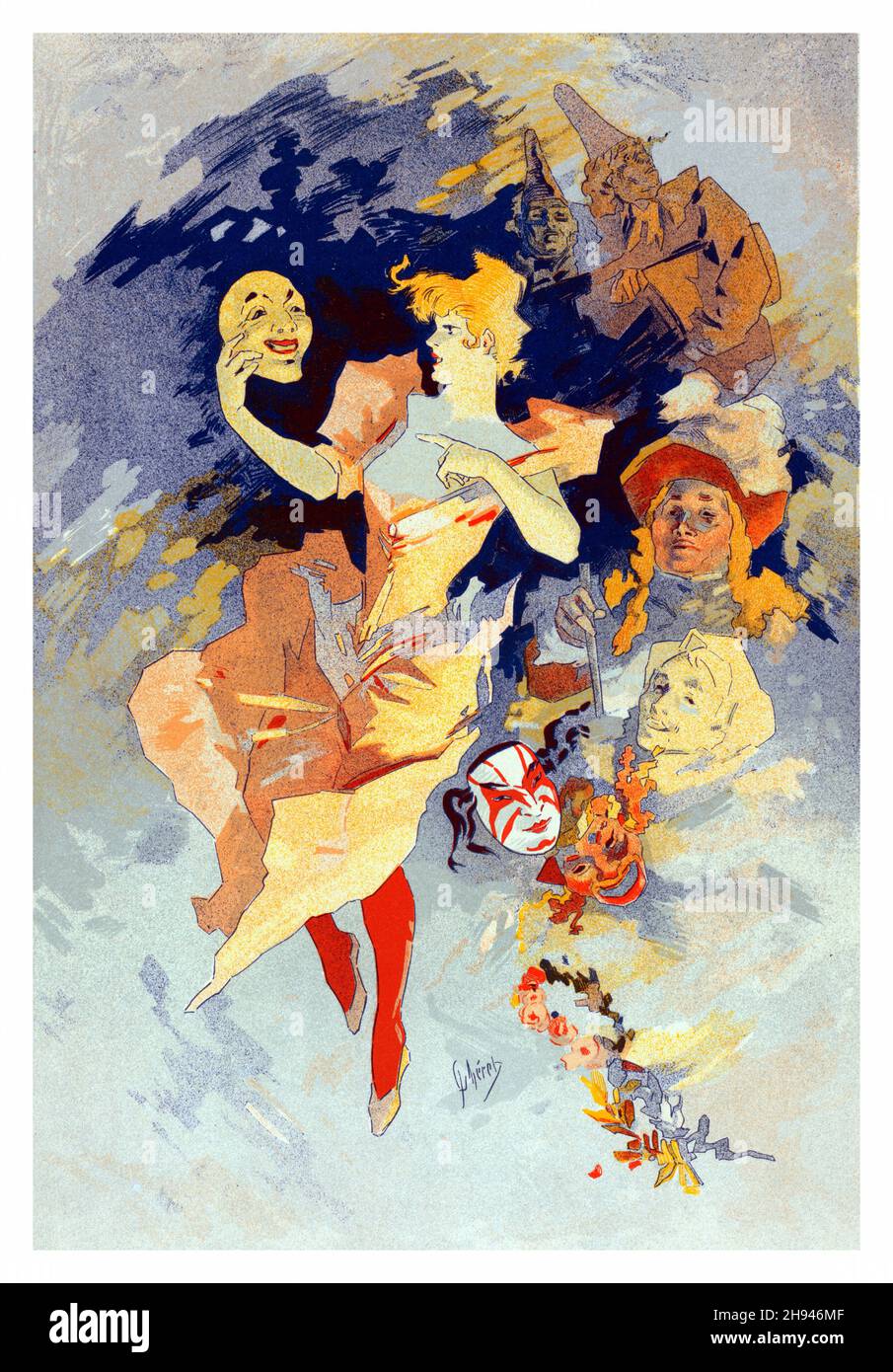 Les maîtres de l'affiche vol 5, plate 205 - Poster art by Jules Chéret (1836-1932). French. Stock Photo