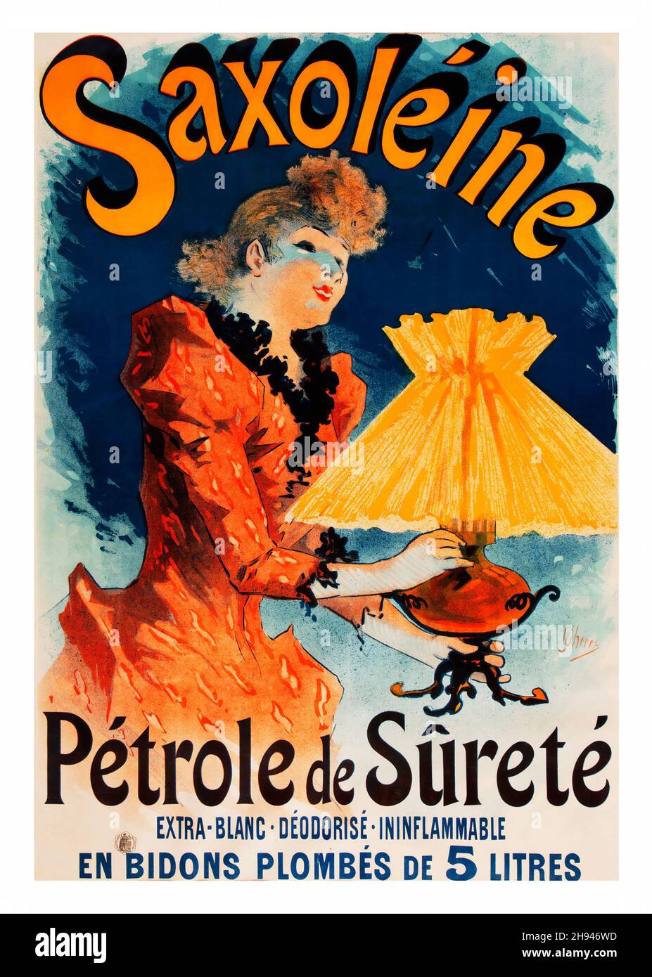 Saxoleine, Petrole de Surete, 1891 - Poster art by Jules Chéret (1836-1932). French Advertising. Stock Photo