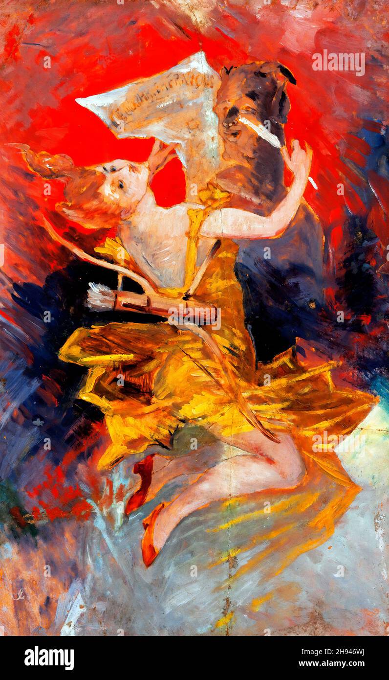 Poster Preliminary Maquette. Oil on board. Art by Jules Chéret (1836