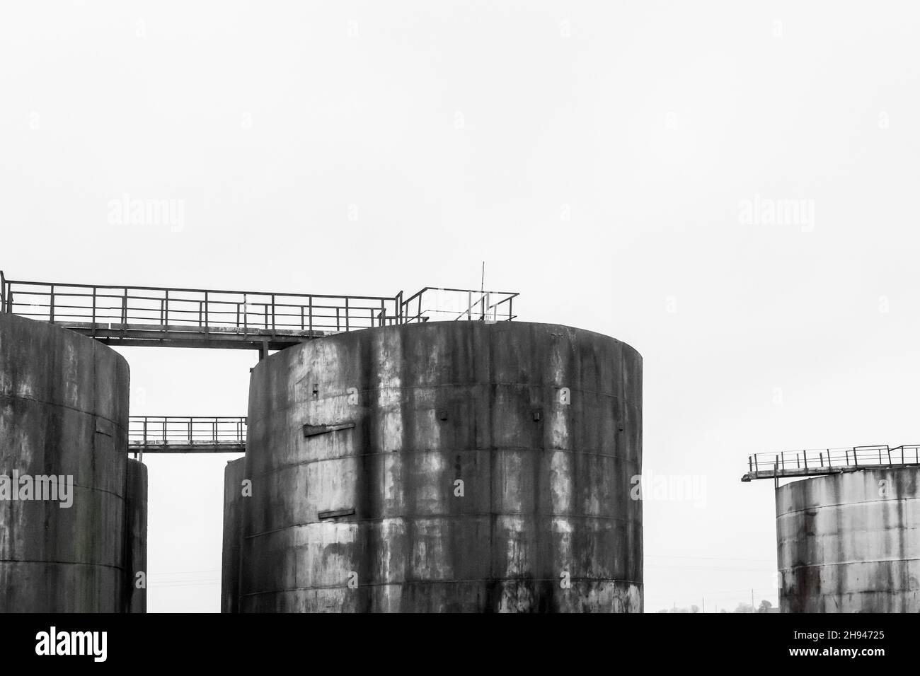 Fuel old chemical tank barrel oil in an industrial abandoned plant